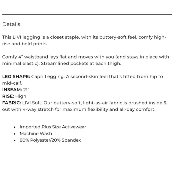 Lane Bryant Women’s Plus Size LIVI High-Rise LIVI Soft Capri Legging 1X 2X 3X 4X - Picture 4 of 14